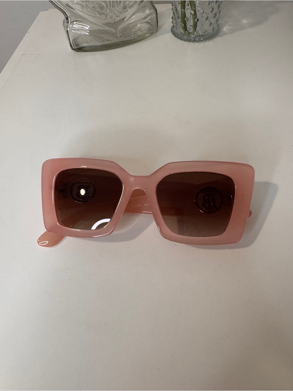 Burberry Pink Square Sunglasses with Brown Gradient Lenses